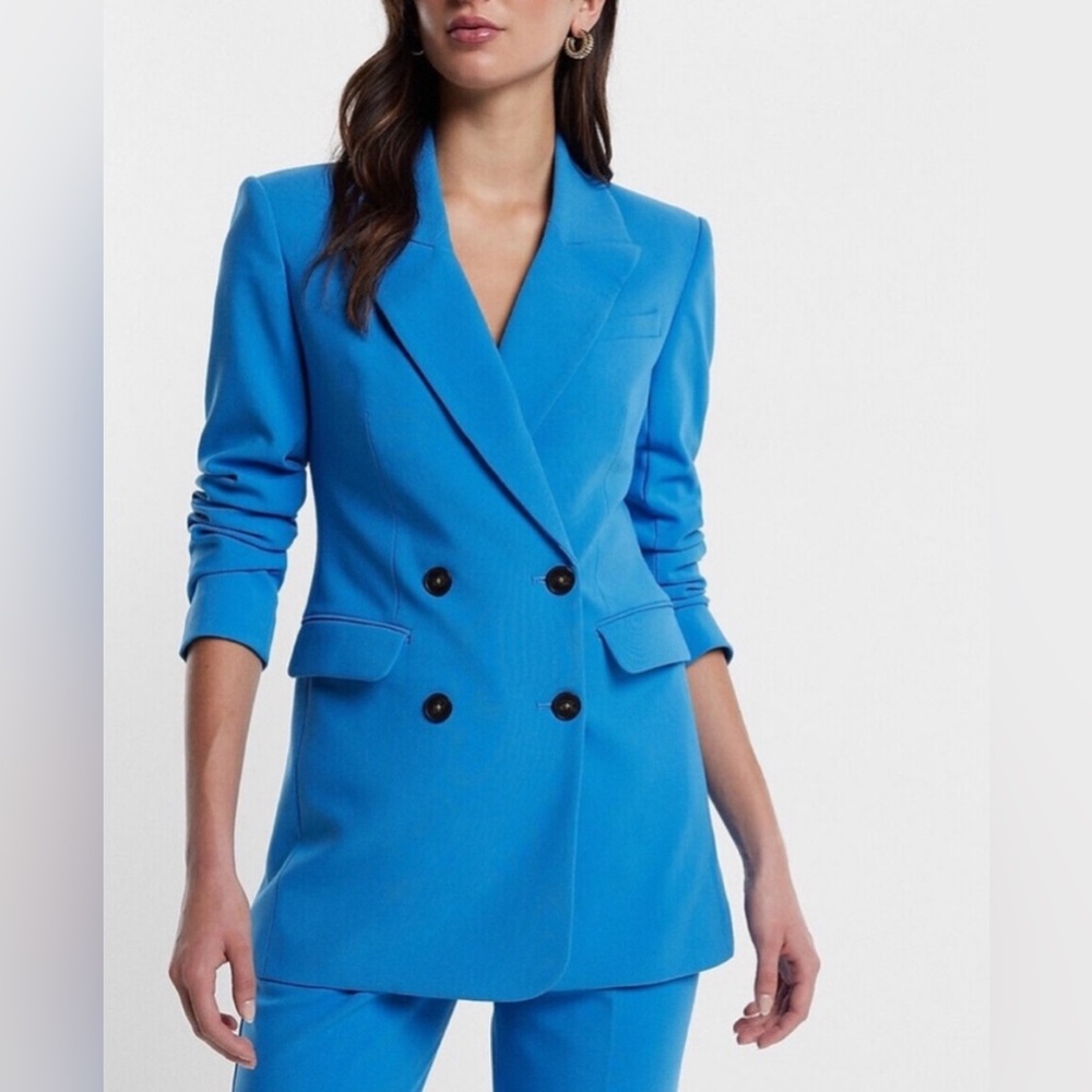 Express Electric Blue Double-Breasted Blazer - Picture 3 of 16